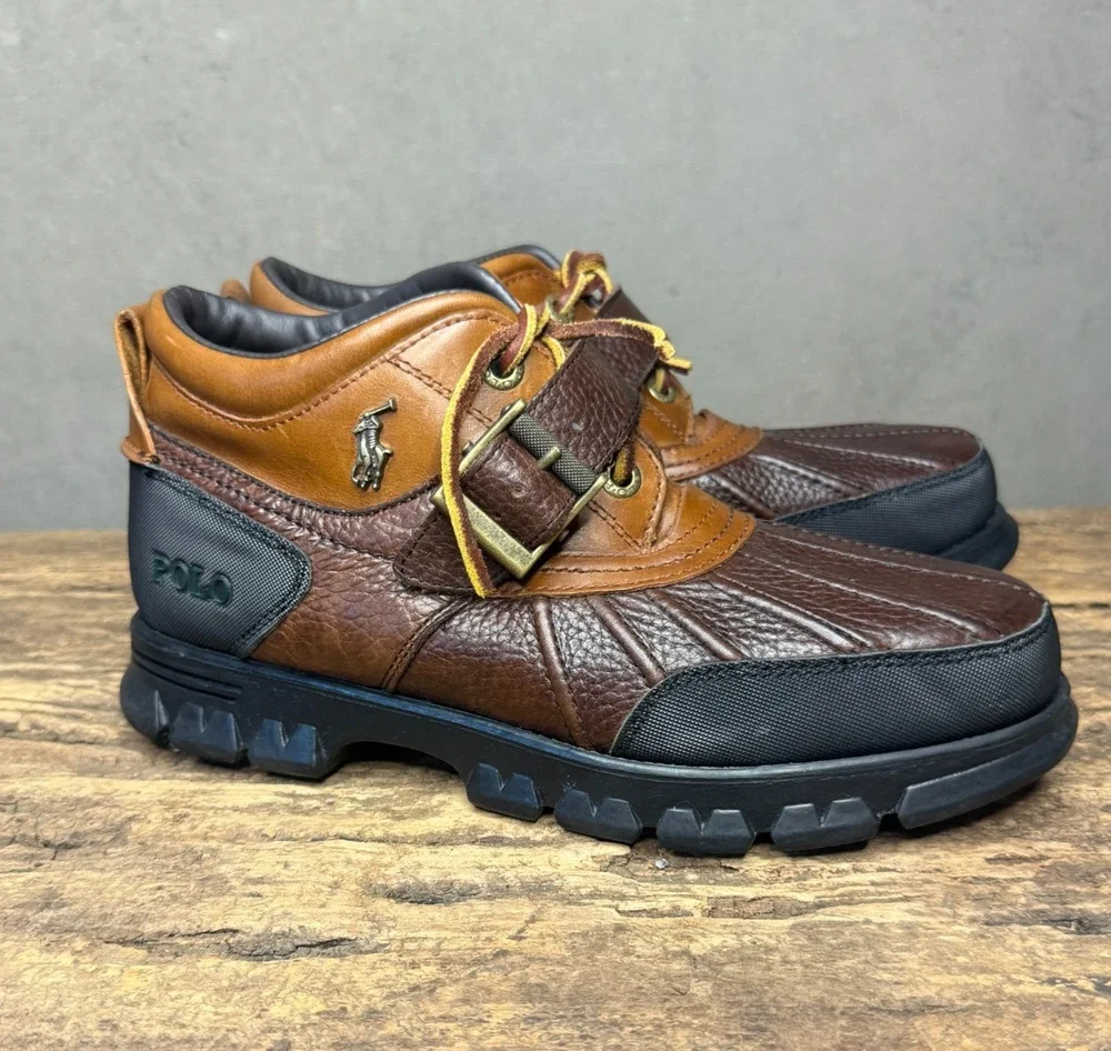 Polo Ralph Lauren Dover III Men 7.5D Brown Leather Duck Boots Preppy Gorpcore